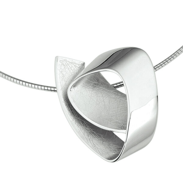 collier gescratcht 42 + 3 cm zilver gerhodineerd