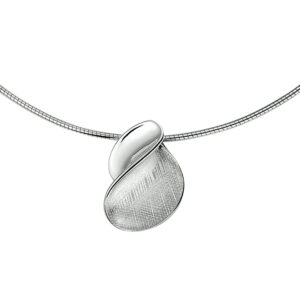 collier gescratcht poli/mat 42 + 3 cm zilver gerhodineerd