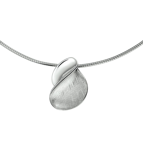 collier gescratcht poli/mat 42 + 3 cm zilver gerhodineerd