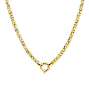 collier gourmette 5,8 mm 45 cm 3 micron met groot springslot zilver verguld (geel)