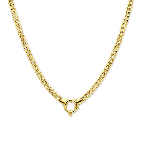 collier gourmette 5,8 mm 45 cm 3 micron met groot springslot zilver verguld (geel)