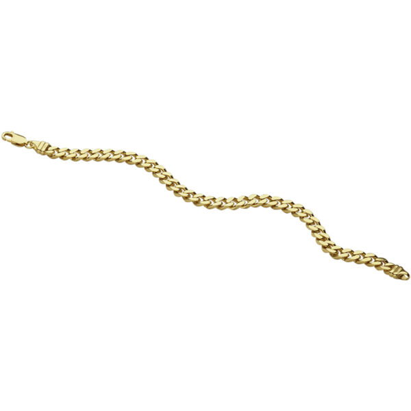 collier gourmette 6-zijdes geslepen 6,0 mm 50 cm massief 14K geelgoud - Afbeelding 2