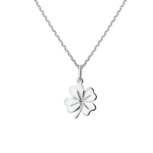 collier hanger klavertje 41 + 4 cm zilver gerhodineerd