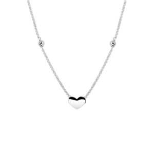 collier hart 36 + 3 cm zilver gerhodineerd