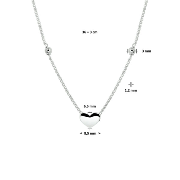collier hart 36 + 3 cm zilver gerhodineerd - Afbeelding 5