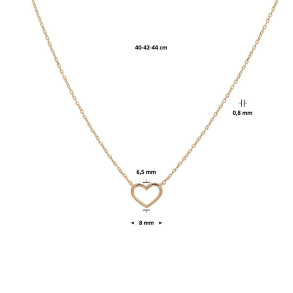 collier hart 40 - 42 - 44 cm 14K roségoud - Afbeelding 3
