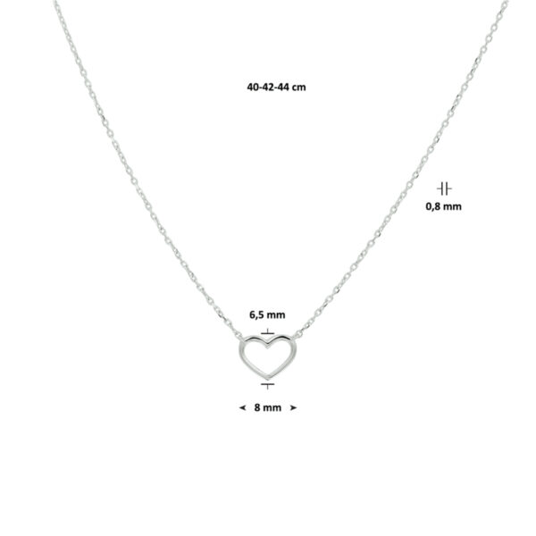 collier hart 40 - 42 - 44 cm 14K witgoud - Afbeelding 3