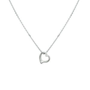 collier hart 41 + 4 cm zilver gerhodineerd