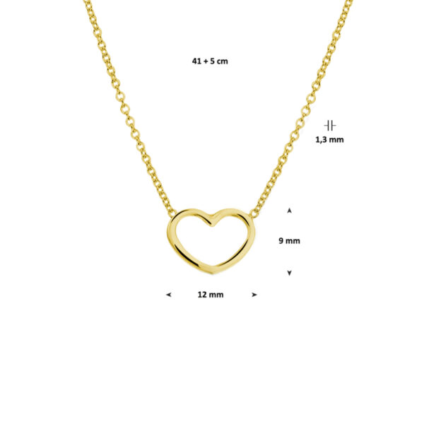 collier hart 41 + 5 cm 3 micron zilver verguld (geel) - Afbeelding 2