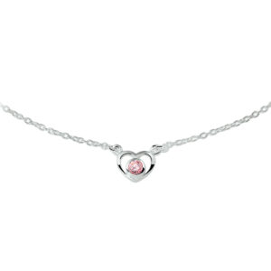collier hart en zirkonia 36 - 38 cm zilver gerhodineerd