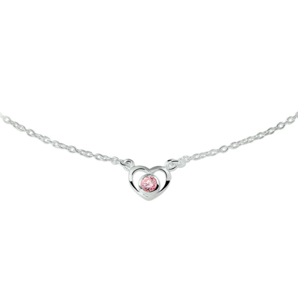 collier hart en zirkonia 36 - 38 cm zilver gerhodineerd