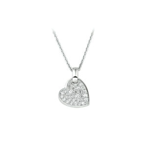 collier hart zirkonia 1,3 mm 41 + 4 cm zilver gerhodineerd