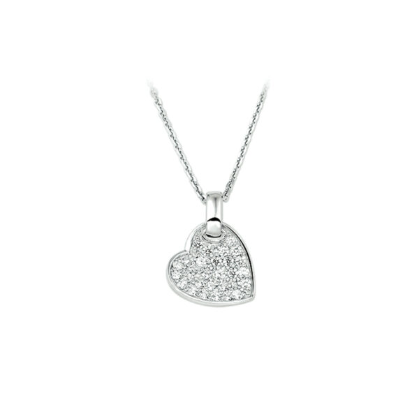 collier hart zirkonia 1,3 mm 41 + 4 cm zilver gerhodineerd
