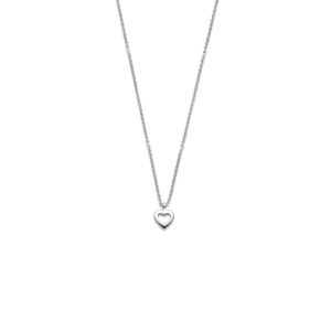 collier hartje 41 - 43 - 45 cm zilver gerhodineerd