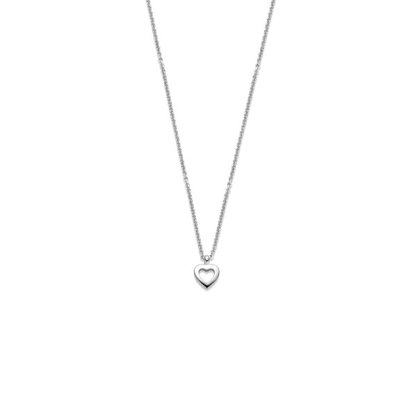 collier hartje 41 - 43 - 45 cm zilver gerhodineerd