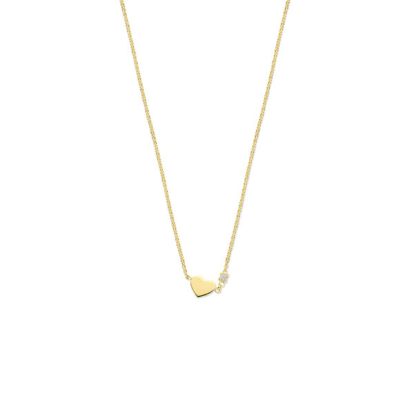collier hartje diamant 0.02ct h si 40 + 4 cm 14K geelgoud