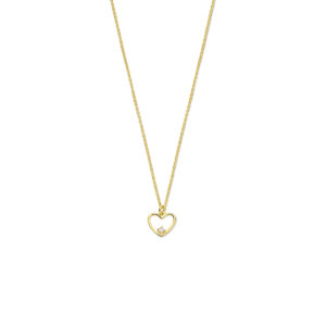 collier hartje diamant 0.02ct h si 40 + 4 cm 14K geelgoud