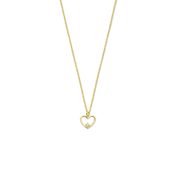 collier hartje diamant 0.02ct h si 40 + 4 cm 14K geelgoud