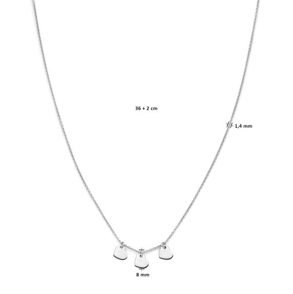 collier hartjes 36 + 2 cm zilver gerhodineerd - Afbeelding 4