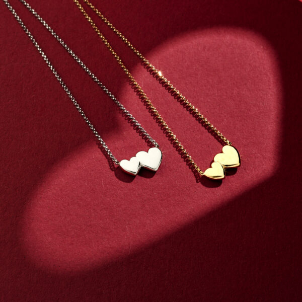 collier hartjes 41 + 4 cm 3 micron zilver verguld (geel) - Afbeelding 5