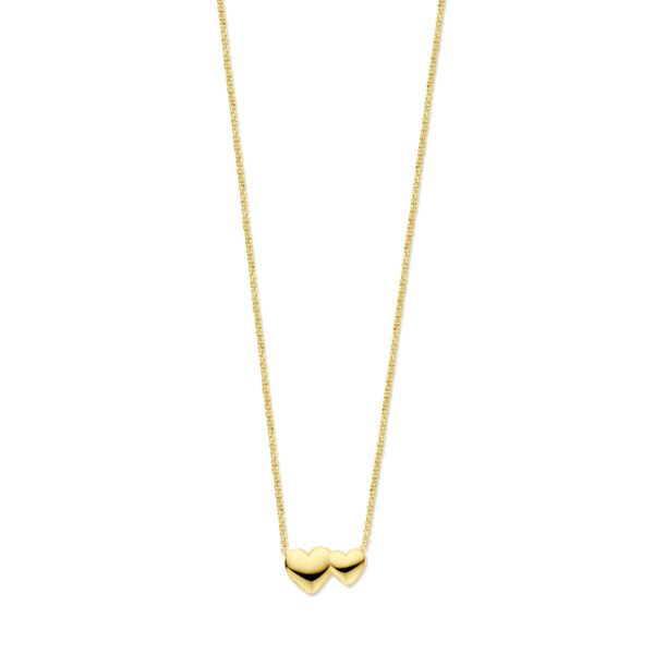 collier hartjes 41 + 4 cm 3 micron zilver verguld (geel)