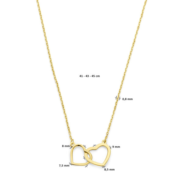 collier hartjes 41 - 43 - 45 cm 14K geelgoud - Afbeelding 4