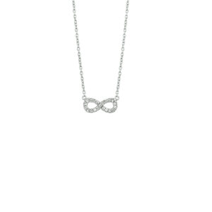 collier infinity zirkonia 41 + 4 cm zilver gerhodineerd