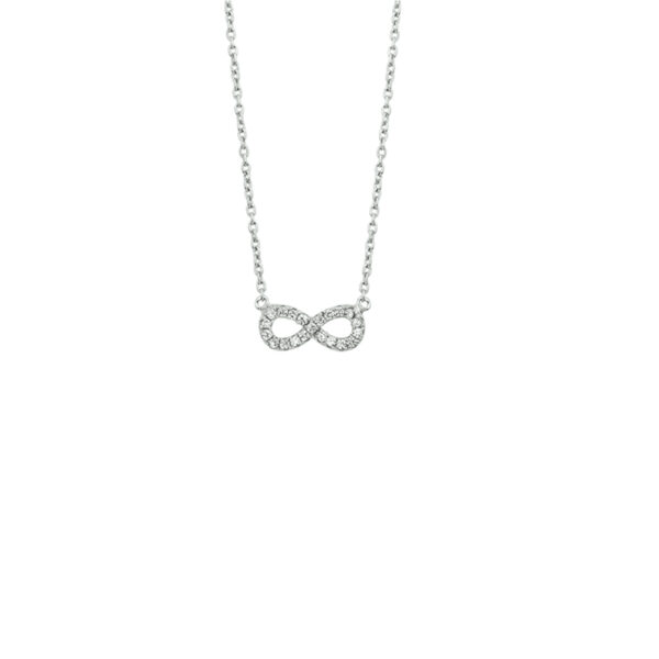 collier infinity zirkonia 41 + 4 cm zilver gerhodineerd