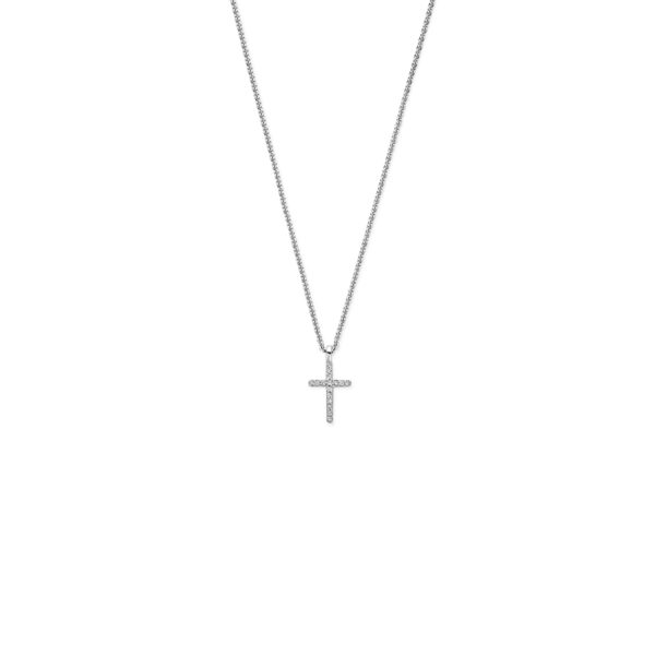 collier kruis 41 - 43 - 45 cm zilver gerhodineerd