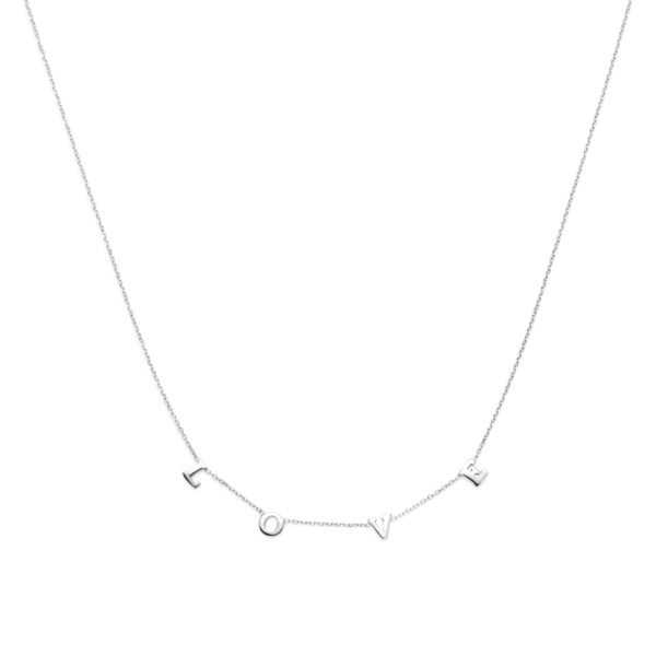 collier love 41 + 5 cm zilver gerhodineerd