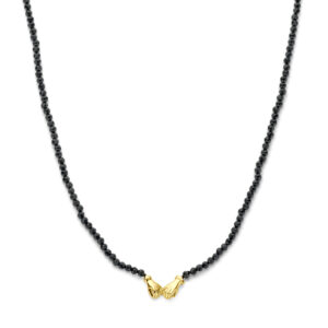 collier onyx 40 + 5 cm 3 micron zilver verguld (geel)