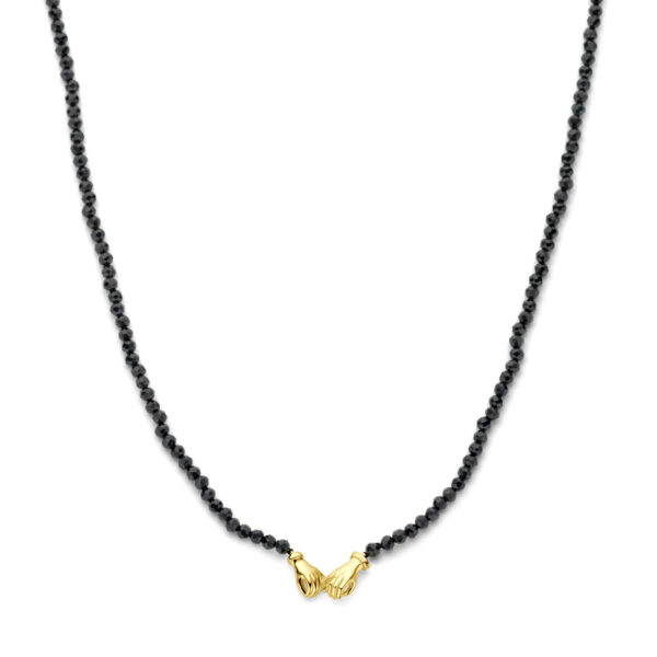 collier onyx 40 + 5 cm 3 micron zilver verguld (geel)