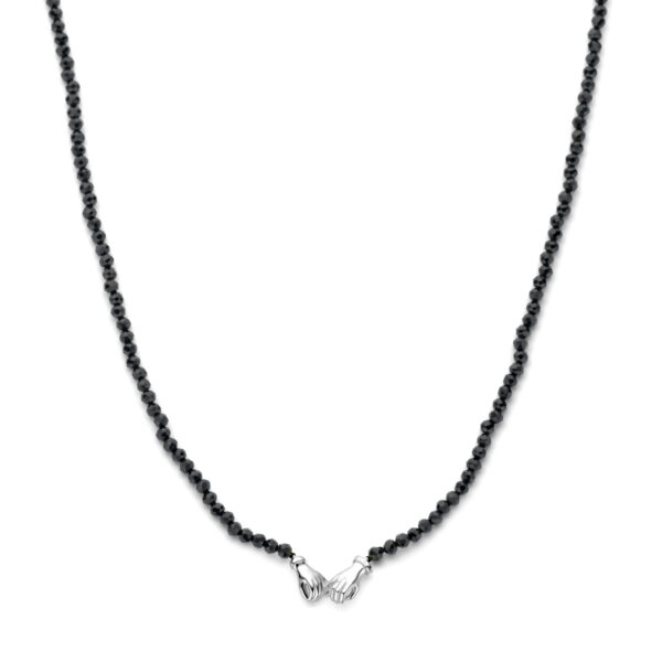 collier onyx 40 + 5 cm zilver gerhodineerd