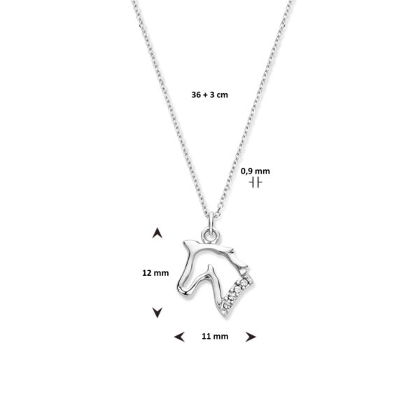 collier paard 36 + 3 cm zilver gerhodineerd - Afbeelding 4