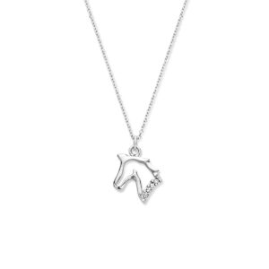 collier paard 36 + 3 cm zilver gerhodineerd