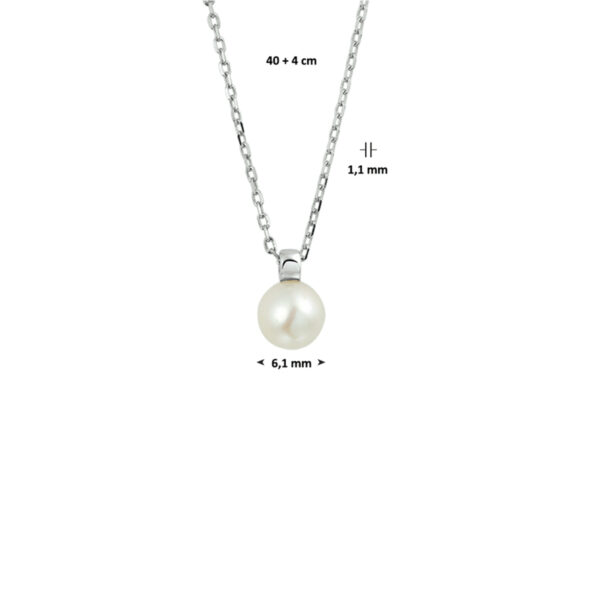 collier parel 1,1 mm 41 + 4 cm zilver gerhodineerd - Afbeelding 3