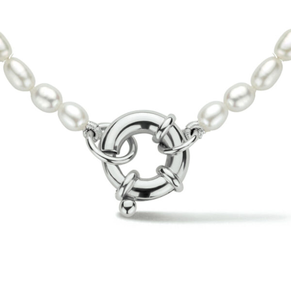 collier parel 3,8 mm 41 cm met groot springslot zilver gerhodineerd