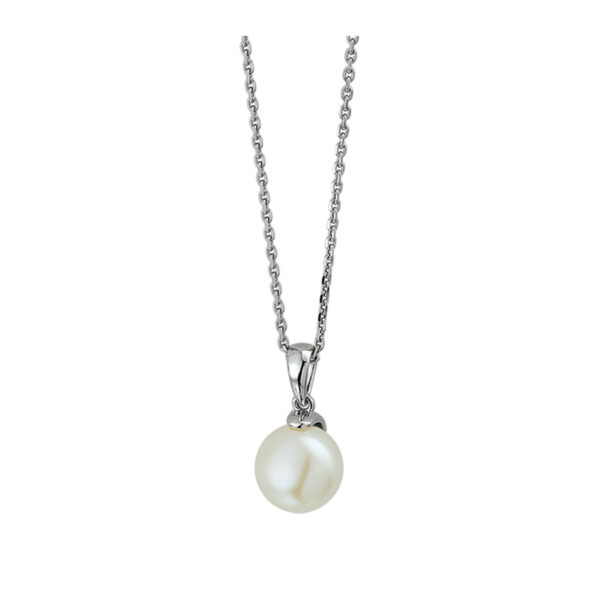 collier parel 41 + 4 cm zilver gerhodineerd