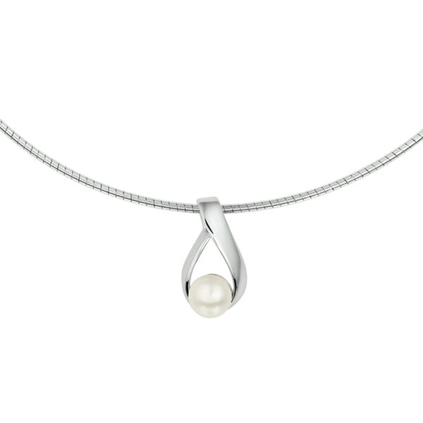 collier parel 42 + 3 cm zilver gerhodineerd