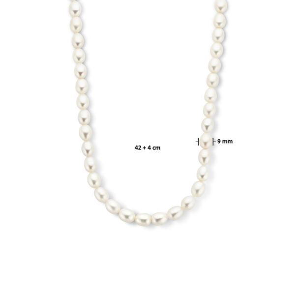 collier parel 9 mm 42 + 4 cm zilver gerhodineerd - Afbeelding 4