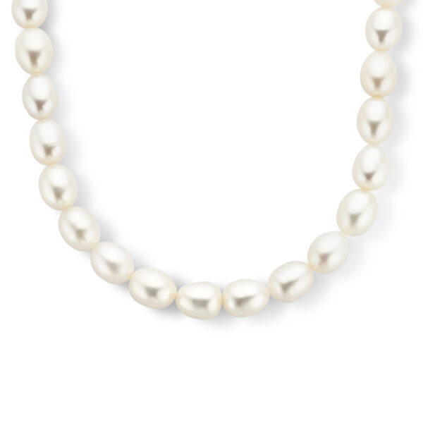 collier parel 9 mm 42 + 4 cm zilver gerhodineerd