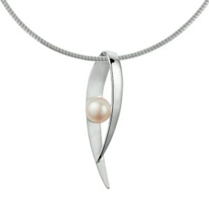 collier parel poli/mat 42+3 cm zilver gerhodineerd