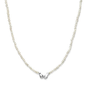 collier parels 40 + 5 cm zilver gerhodineerd
