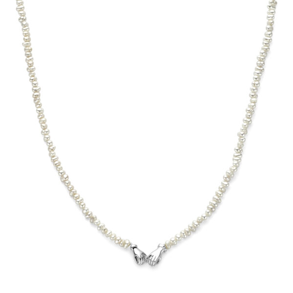 collier parels 40 + 5 cm zilver gerhodineerd