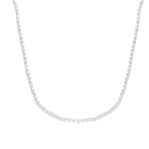 collier parels 41 + 4 cm zilver gerhodineerd