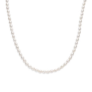 collier parels 41 + 4 cm zilver gerhodineerd
