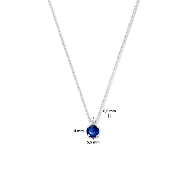 collier saffier en diamant 0.015ct h si 40 cm 14K witgoud - Afbeelding 4