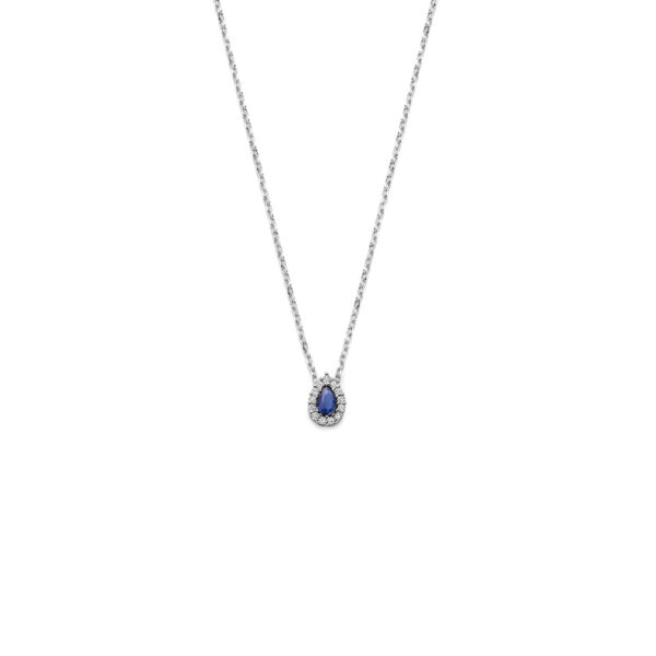 collier saffier zirkonia 41 - 43 - 45 cm zilver gerhodineerd