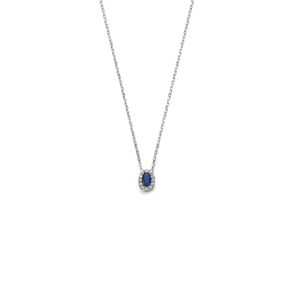 collier saffier zirkonia 41 - 43 - 45 cm zilver gerhodineerd