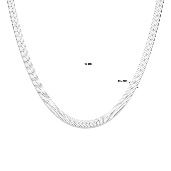 collier slang plat 8,5 mm 43 cm zilver gerhodineerd - Afbeelding 4